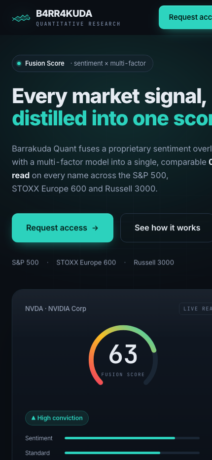 Barrakuda Quant — Piattaforma di equity research quantitativa