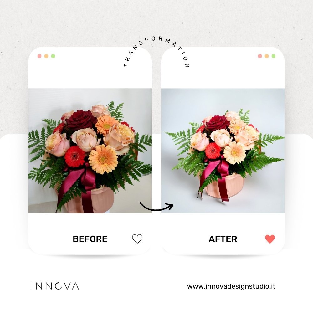Flowers Delivery — before/after editing foto bouquet misto