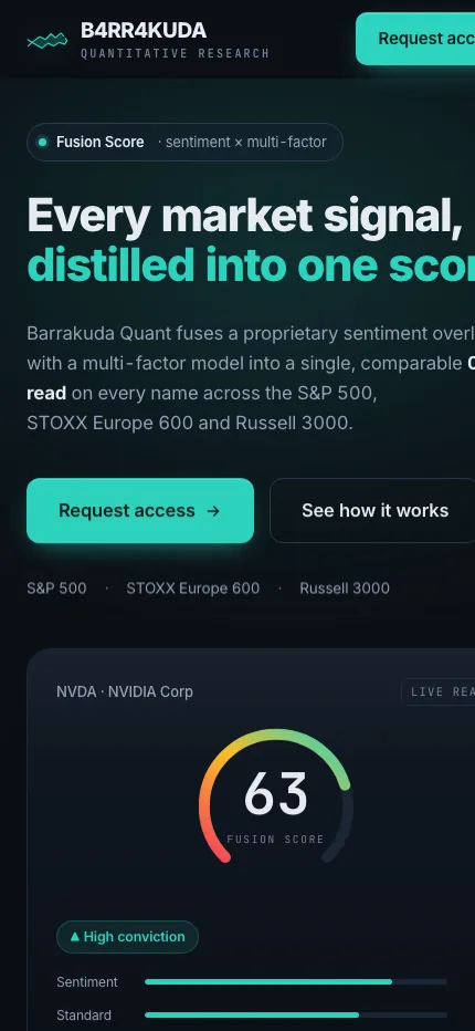 Barrakuda Quant: Piattaforma di equity research quantitativa