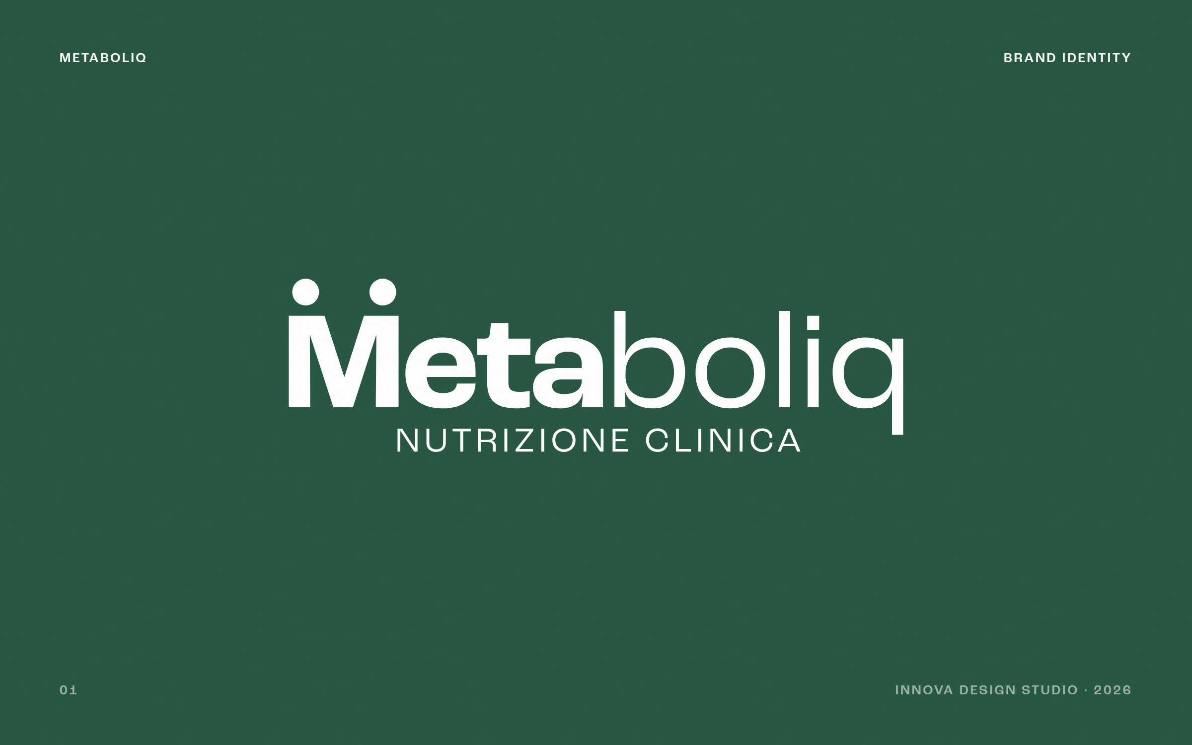Il logotipo Metaboliq in bianco su verde profondo
